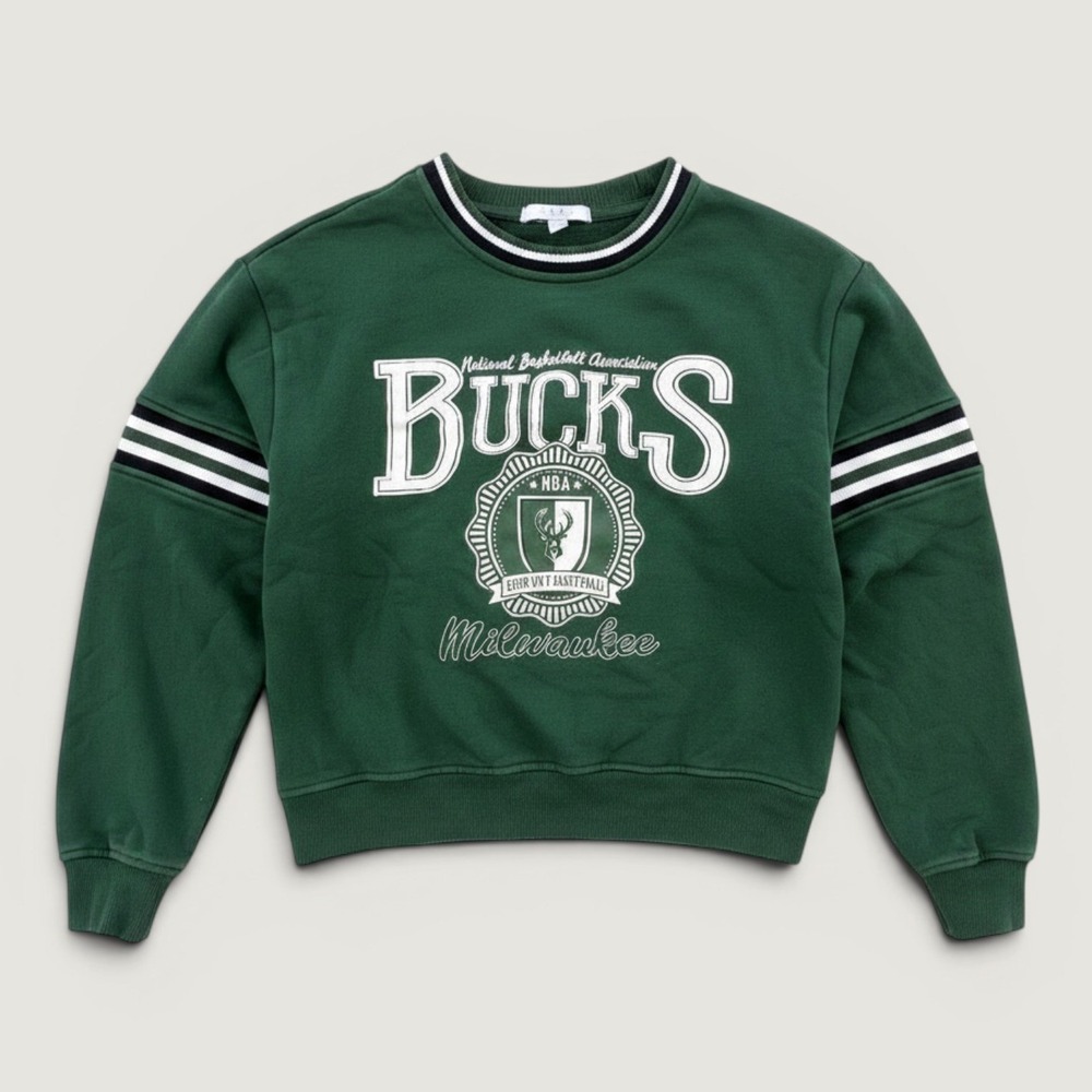 WEAR by Erin Andrews Sweatshirt Womens S Green Excellent Milwaukee Bucks NBA